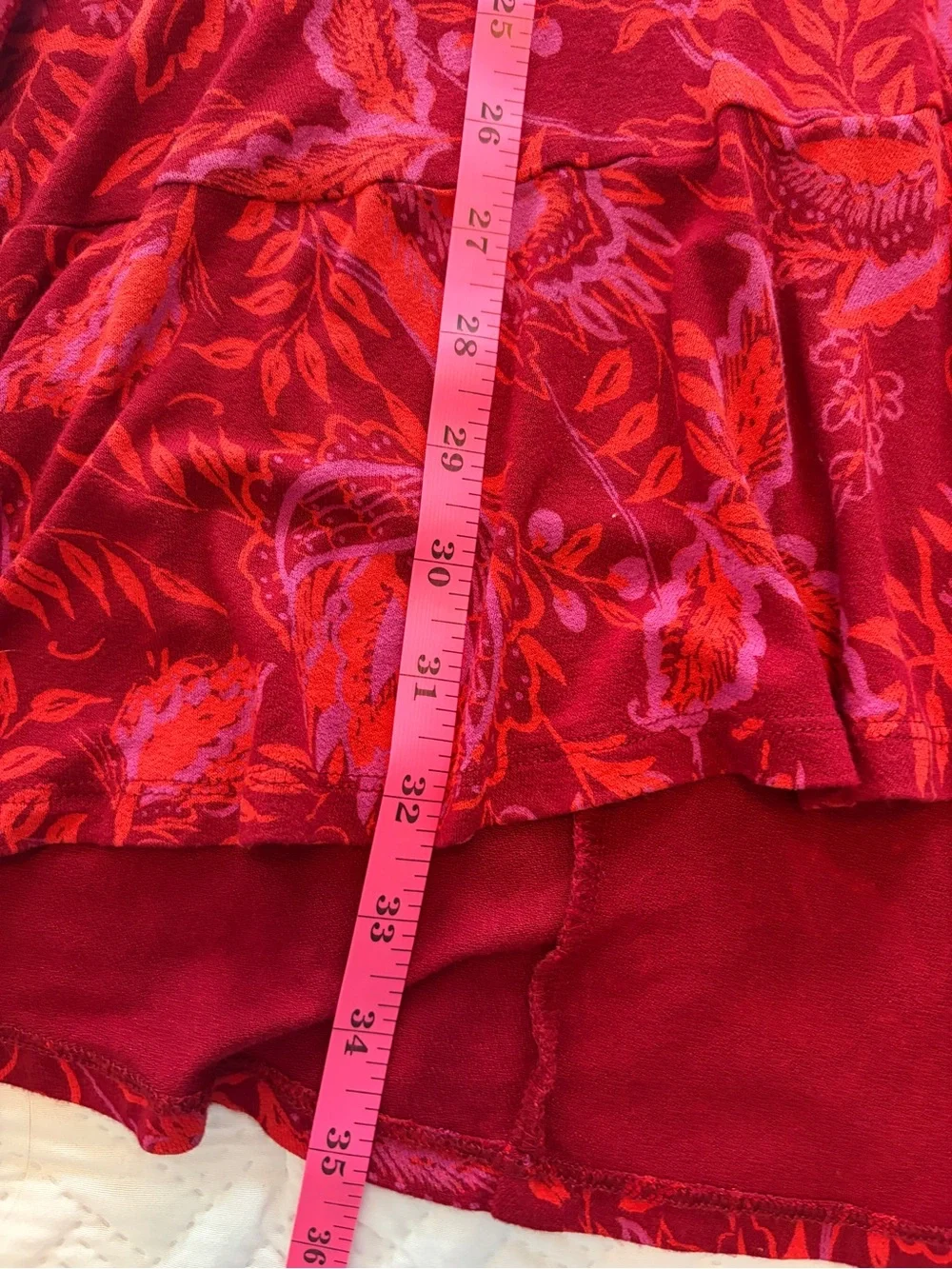 Free People | Hello Lover Red & Pink Floral High-Low Long Sleeve Tunic Dress - Picture 7 of 7